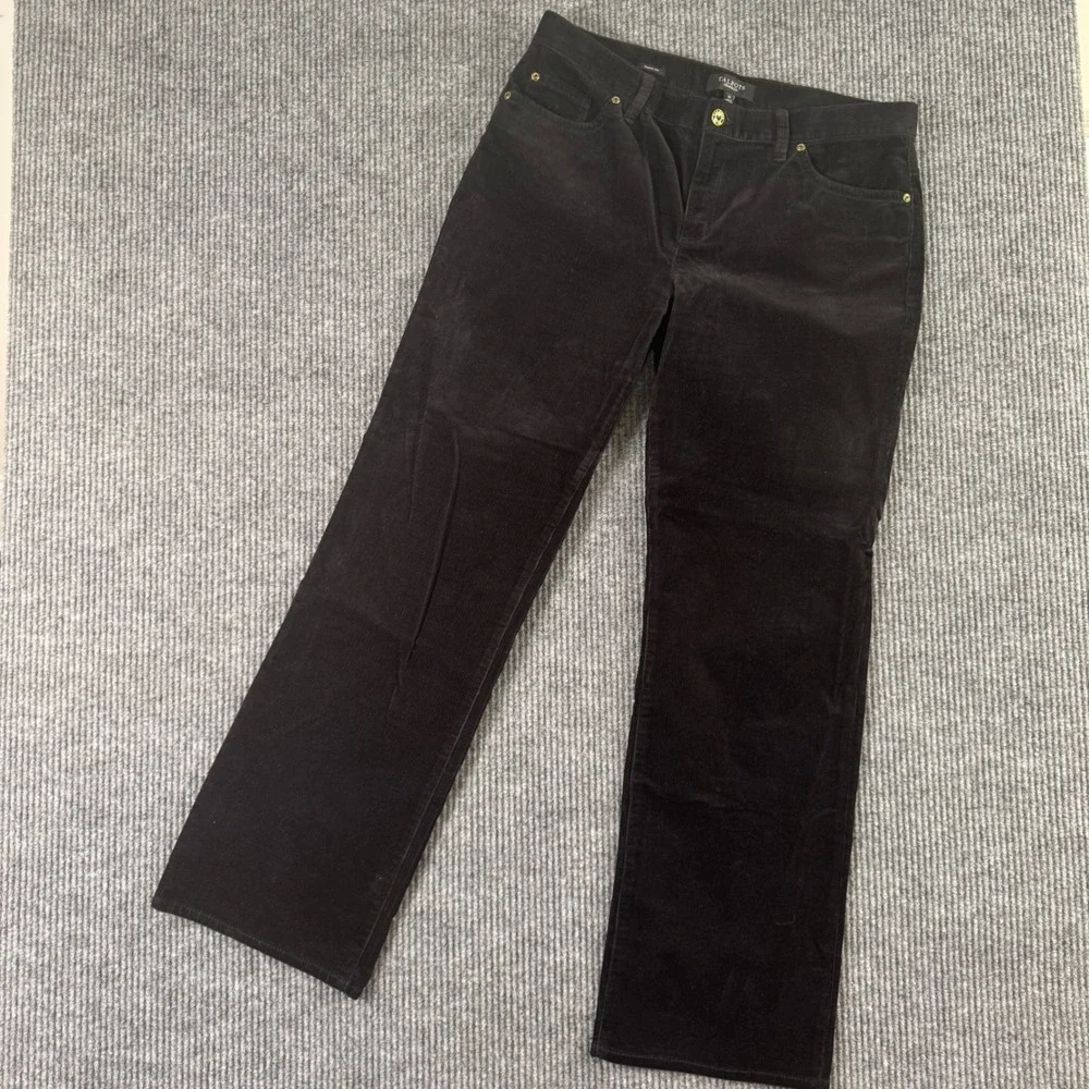 Talbots Womens 12 Black Corduroy Pants Bootcut Signature‎ Fit Classic Y2K Preppy